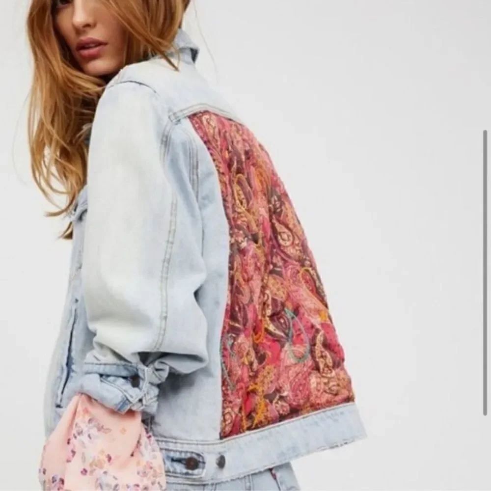 Free people jeans jacket size XS oversized impeccable paisley